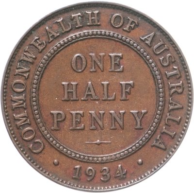 купить Австралия 1/2 пенни (penny) 1934