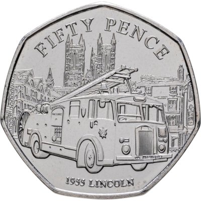 купить Джерси 50 пенсов (pence) 2024 "История Пожарных Бригад - 1955 Линкольн"
