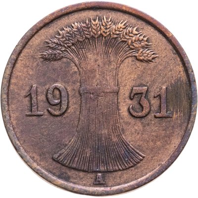 купить Германия 1 рейхспфенниг (reichspfennig) 1931 A знак монетного двора "A" — Берлин