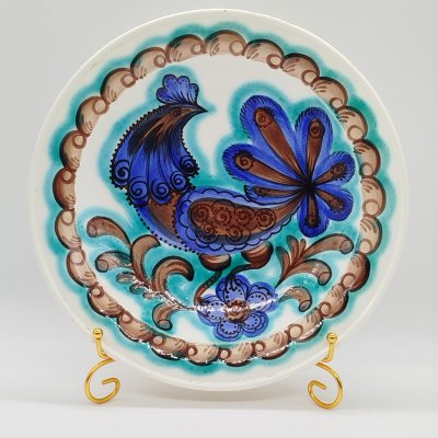 купить Блюдо настенное "Птица", автор Вера Григорьевна Филянская (1900-1982 гг.), фаянс, роспись, Конаковский фаянсовый завод им. М.И. Калинина (ЗиК Конаково), СССР, 1974-1990 гг.