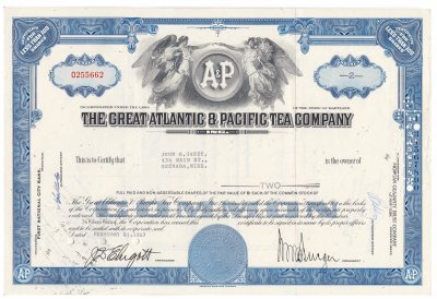 купить Акция США THE GREAT ATLANTIC & PACIFIC TEA COMPANY 1963- 1974 гг.