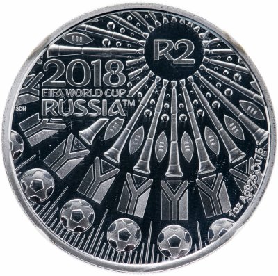 купить ЮАР 2 рэнда 2018 "Чемпионат мира по футболу 2018, Россия" в слабе с сертификатом