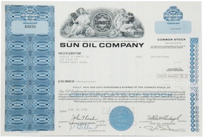 купить Акция США SUN OIL COMPANY 1972 г.
