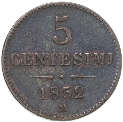 купить Ломбардия-Венеция 5 чентезимо, 1852