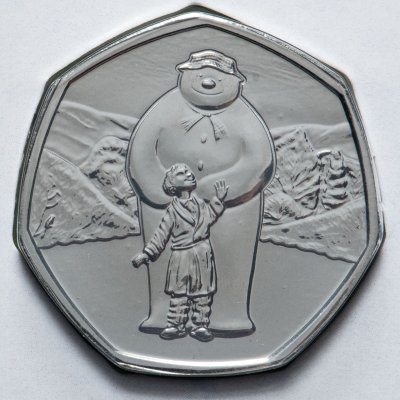 купить Великобритания 50 пенсов (pence) 2019 Снеговик и ребенок - Рождество