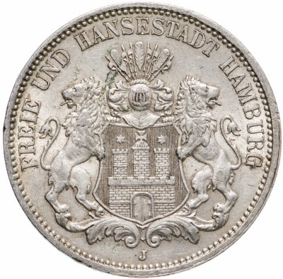 купить Германская Империя, Гамбург 3 марки 1912 "J"