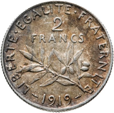 купить Франция 2 франка (francs) 1919