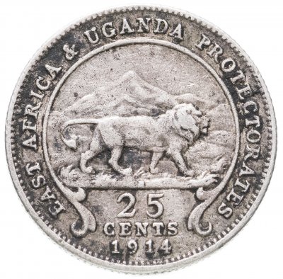 купить Британская Восточная Африка и Уганда 25 центов (cents) 1914
