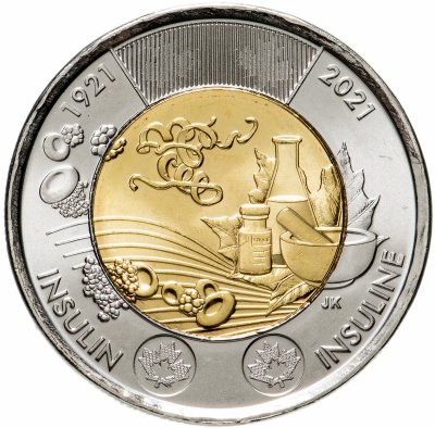 купить Канада 2 доллара (dollar) 2021 "100 лет изобретению инсулина", не цветная