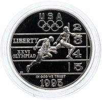купить США 1 доллар (dollar) 1995 P "XXVI летние Олимпийские Игры, Атланта 1996 - Бег"