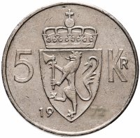 купить Норвегия 5 крон (kroner) 1963-1973, случайная дата
