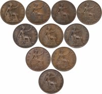 купить Набор из 10 монет 1 пенни 1911-1936