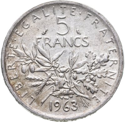 купить Франция 5 франков (francs) 1963
