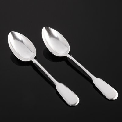 купить Набор из двух столовых ложек, металл, Фабрика И.П. Хлебникова, Российская империя, 1908-1917 гг.