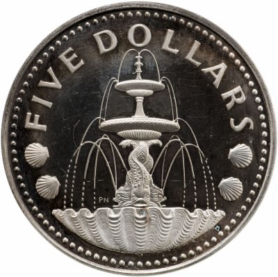 купить Барбадос 5 долларов (dollars) 1973 Фонтан