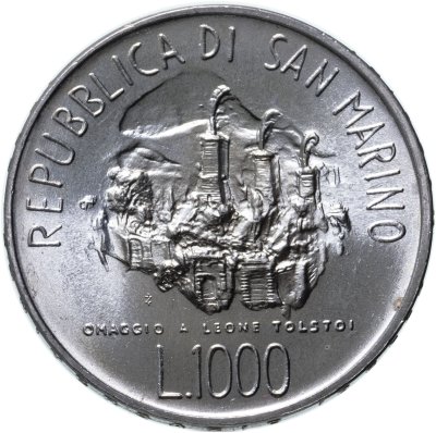 купить Сан-Марино 1000 лир (lire) 1978 "150 лет со дня рождения Льва Николаевича Толстого"