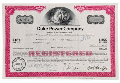 купить Акция США Duke Power Company, 1977 г.