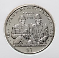 Купить Либерия 1 доллар (dollar) 1996 Выдающиеся Личности Мао Цзэдун и Никсон