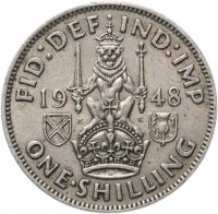 Купить Великобритания 1 шиллинг (shilling) 1948 Шотландский шиллинг - лев, сидящий на короне