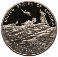Купить США 50 центов 1993 Proof "50 лет Второй Мировой Войне"