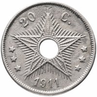 купить Бельгийское Конго 20 сантимов (centimes) 1911