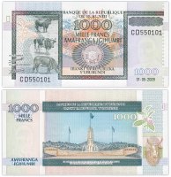 купить Бурунди 1000 франков 2009 (Pick 46) Красивый номер 550101