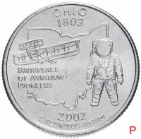 Купить США 1/4 доллара (квотер, 25 центов) 2002 P "Штат Огайо"