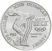 Купить США 1 доллар (dollar) 1983 P "XXIII летние Олимпийские Игры - Дискобол"
