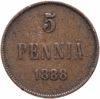 Купить 5 пенни 1888, монета для Финляндии