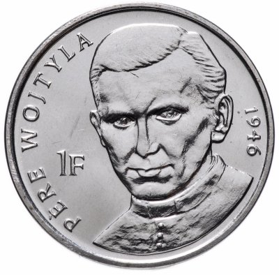 купить Конго (ДРК) 1 франк (franc) 2004 "25 лет правления Иоанна Павла II /священник Войтыла, 1946/"
