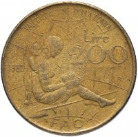 Купить Италия 200 лир 1980 "ФАО - Международный женский год"