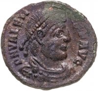 купить Римская Империя Валент II 364–378 гг фракция фоллиса (реверс: Виктория идет влево, в руках - венок и пальмовая ветвь)