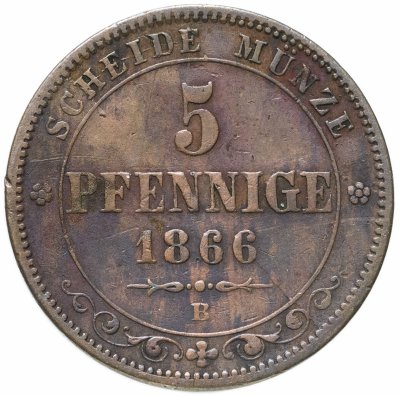 купить Германия, Саксония 5 пфеннигов 1866