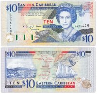 Купить Восточные Карибы 10 долларов 1994 (Pick 32l) St.Lucia