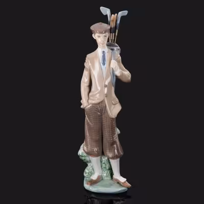 купить Статуэтка "Гольфист", фарфор, роспись, сплав металлов, Lladro, Испания, 1985 г.