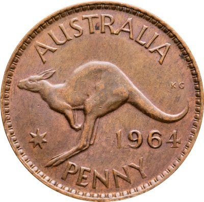 купить Австралия 1 пенни (penny) 1964 без точки после "PENNY" - Монетный двор Мельбурна