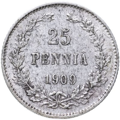 купить 25 пенни 1909 L, монета для Финляндии