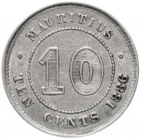 купить Маврикий 10 центов (cents) 1886