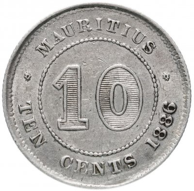 купить Маврикий 10 центов (cents) 1886