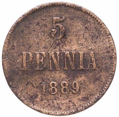 купить 5 пенни (pennia) 1889, монета для Финляндии