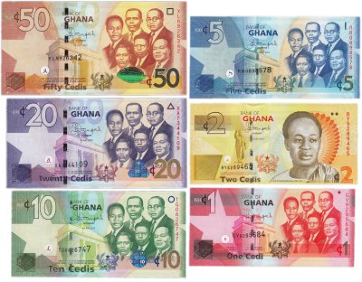 купить Гана - набор (6 шт) 1, 2, 5 , 10, 20, 50 седи 2015 года Рick 37, 37А, 38, 39, 40, 42