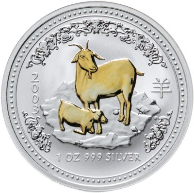 купить Австралия 1 доллар (dollar) 2003 Proof "Китайский календарь - Год Козы" с позолотой
