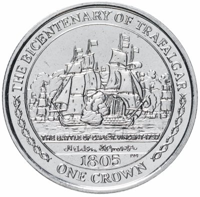купить Остров Мэн 1 крона (crown) 2005 200 лет Трафальгарскому сражению - Битва у мыса Сан-Висенте