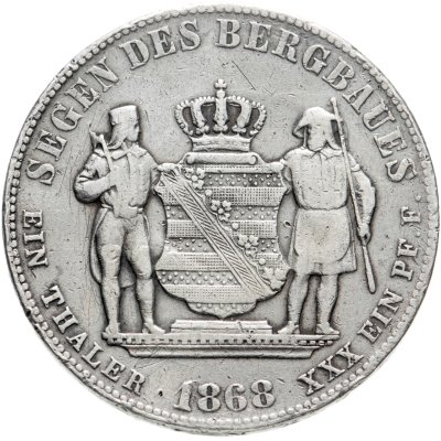 купить Саксония, король Иоганн, 1 союзный талер 1868 B - монетный двор Дрезден