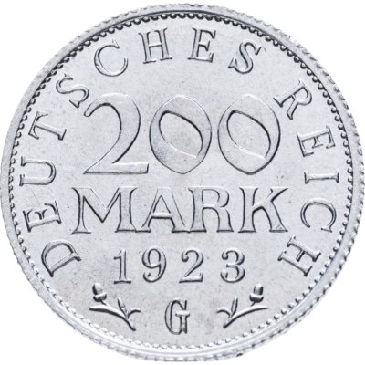 купить Германия 200 марок 1923 G знак монетного двора "G" — Карлсруэ
