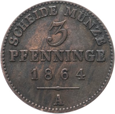 купить Германия, Пруссия 3 пфеннига 1864