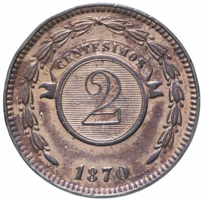 купить Парагвай 2 сентесимо (centesimos) 1870