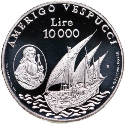 купить Сан-Марино 10000 лир (lire) 1995 Парусник "Америго Веспуччи"