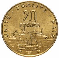 купить 20 франков (francs) 1999 Джибути