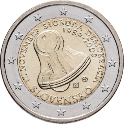 купить Словакия 2 евро (euro) 2009 20 лет Бархатной революции